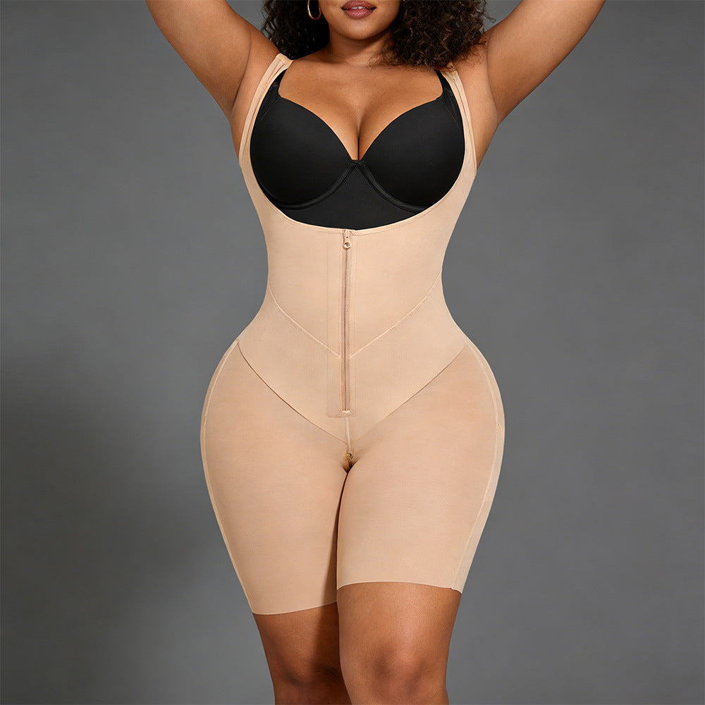 Waist Trainer Shaping Bodysuit with 2-Side Compression Straps, Tummy Control, Hip Lifting, Slimming Fit, Body Sculpting Underwear