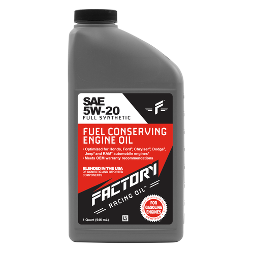 Factory Racing Parts Oil Change Kit Fits Dodge Grand Caravan 3.3L 2001-2002 / 3.8L 2004-2010, Neon 2.0L 2004-2005 5W-20 Full Synthetic Oil - 5 Quarts