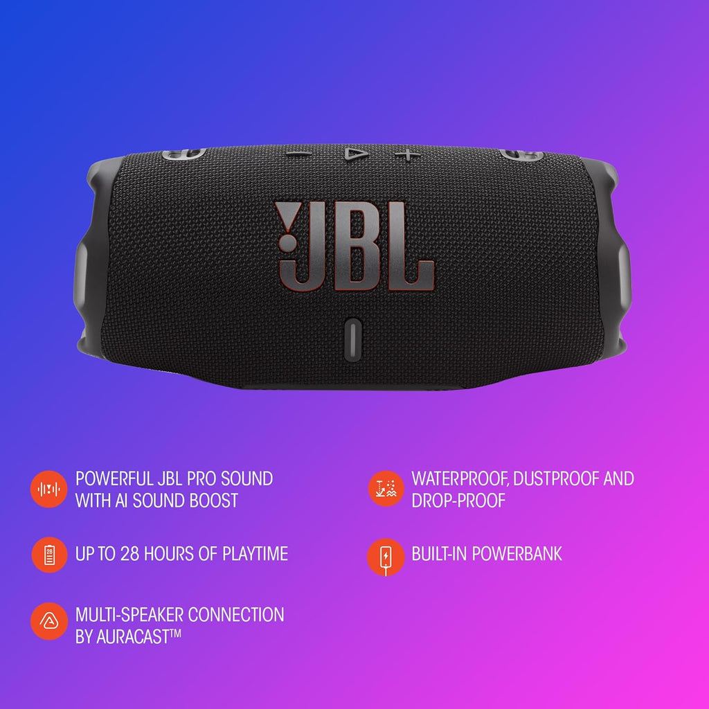 Altavoz Bluetooth Portátil JBL Charge 6, Impermeable, Resistente a Caídas