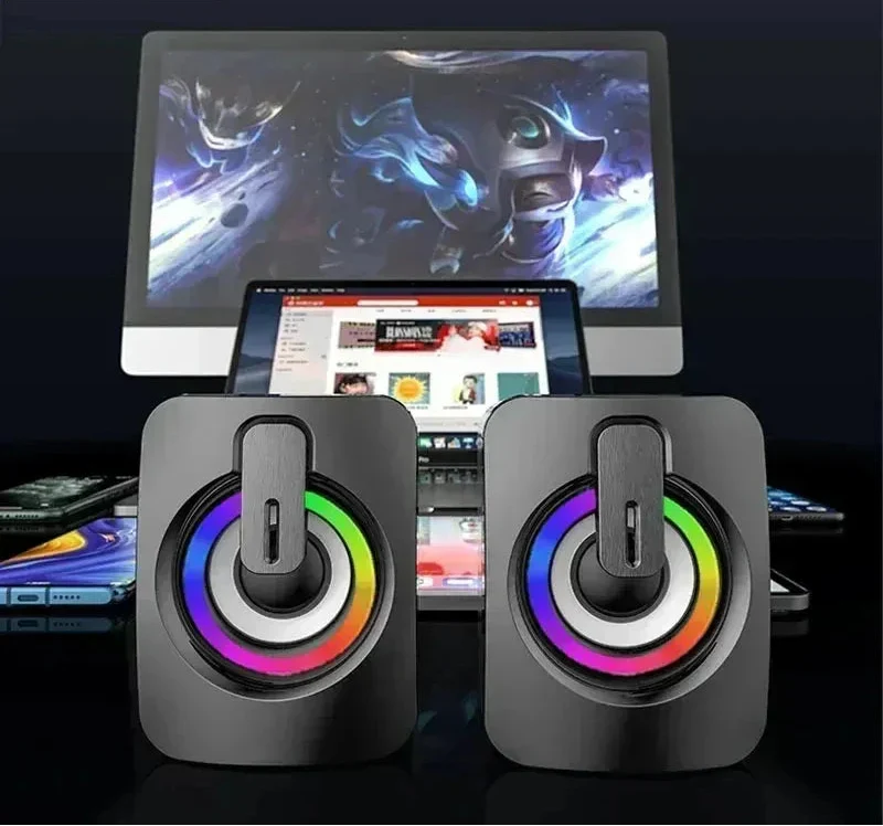 Computer Stereo RGB LED Light Black