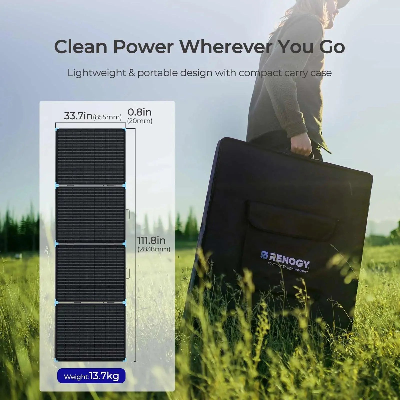 Renogy 400W Lightweight Portable Solar Suitcase, Foldable Solar Panel for Outdoor Activities, Durable & IP67 Waterproof for RV